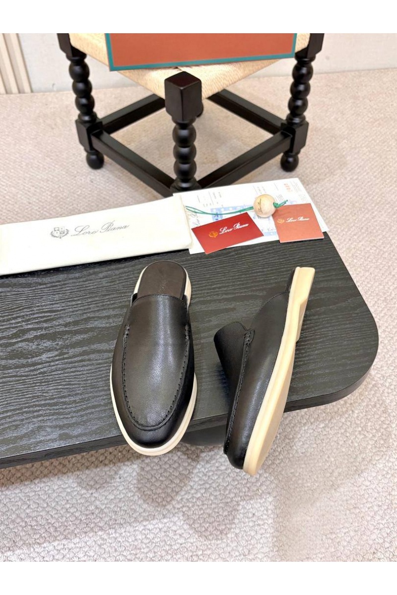 Loro Piana Мужские кожаные шлёпанцы Loro Piana
