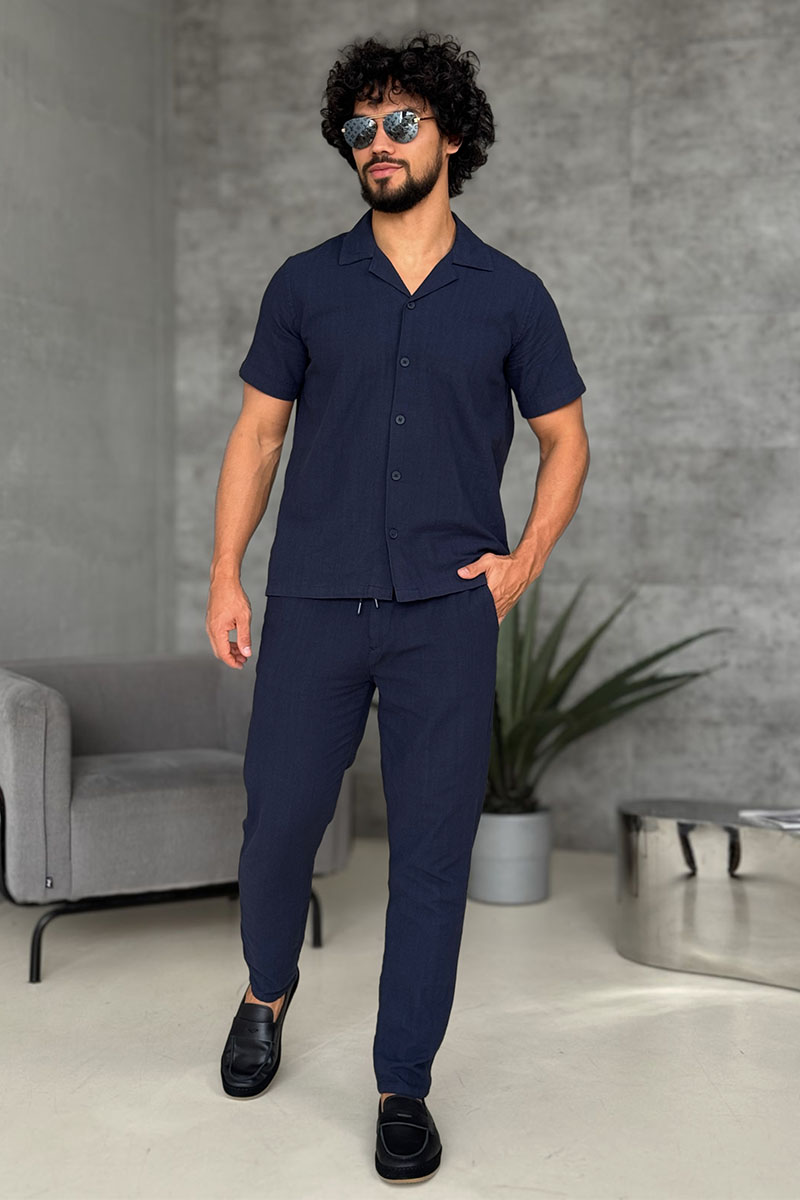 Loro Piana Мужские брюки тёмно-синего цвета