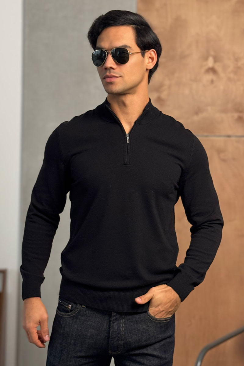 Loro Piana Чёрный джемпер Zip Neck