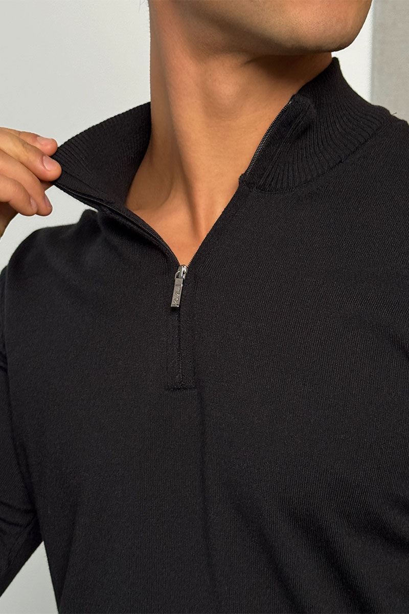 Loro Piana Чёрный джемпер Zip Neck