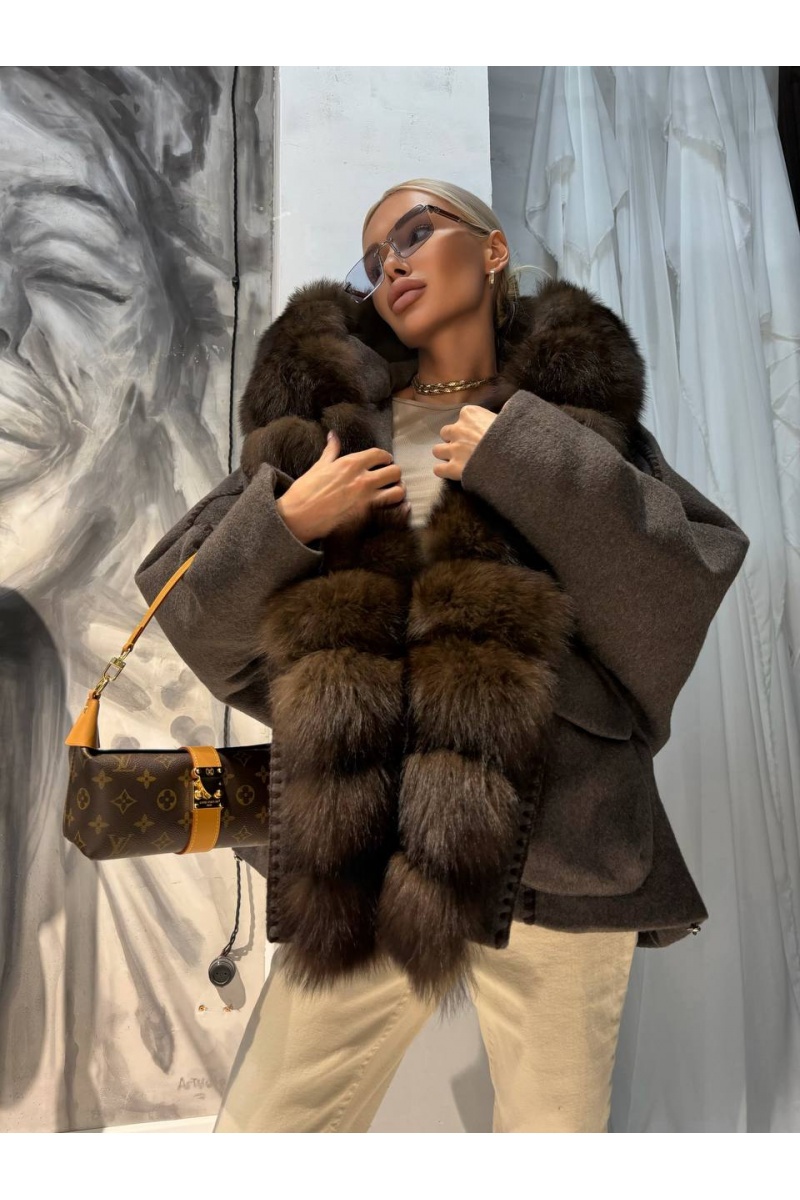 Max Mara Женское пальто с натуральным мехом premium