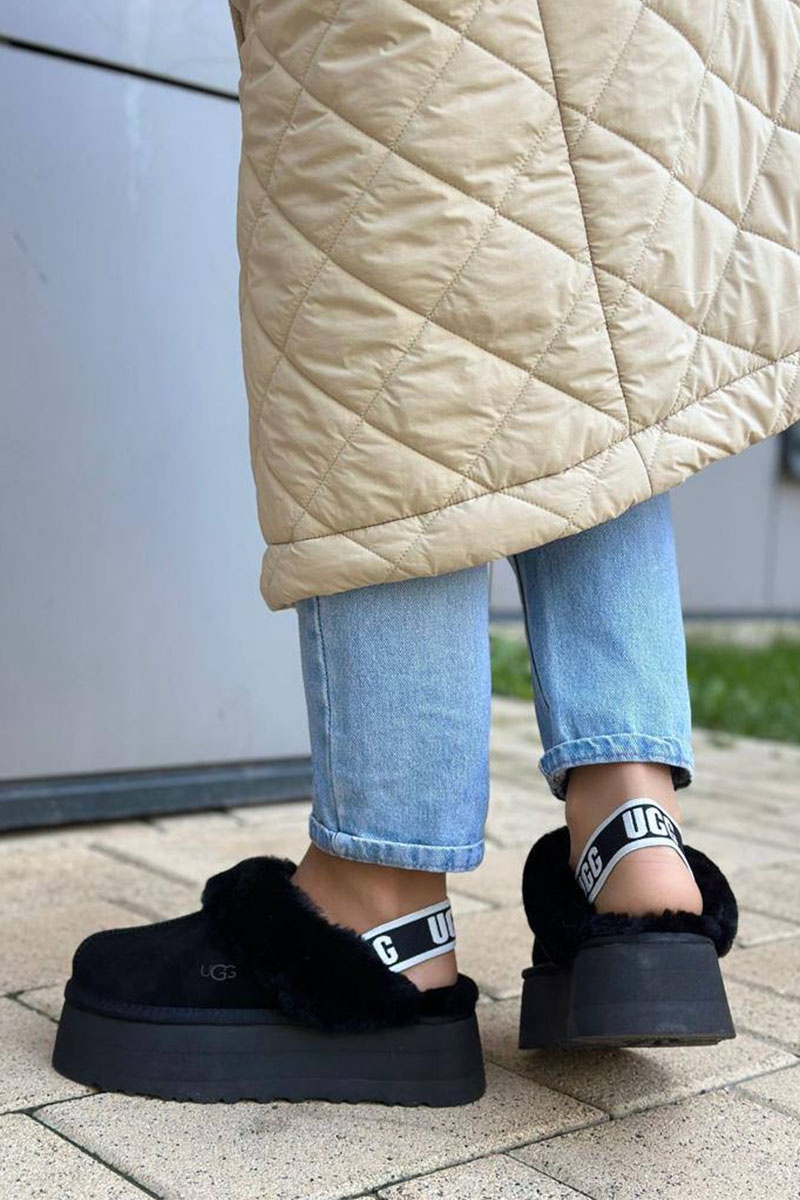 UGG Замшевые женские слиперы с мехом Funkette Platform