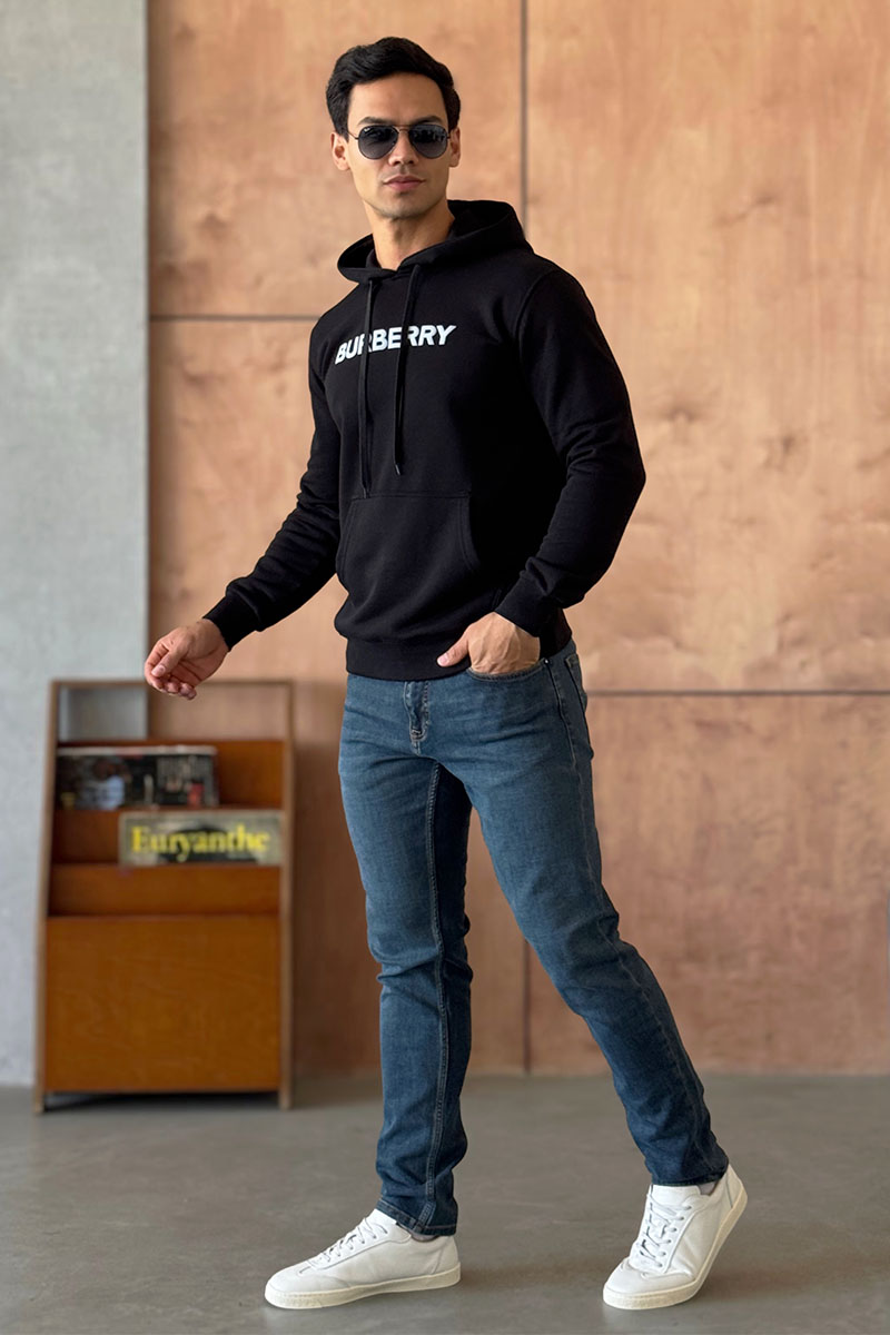 Burberry Чёрное мужское худи logo-print