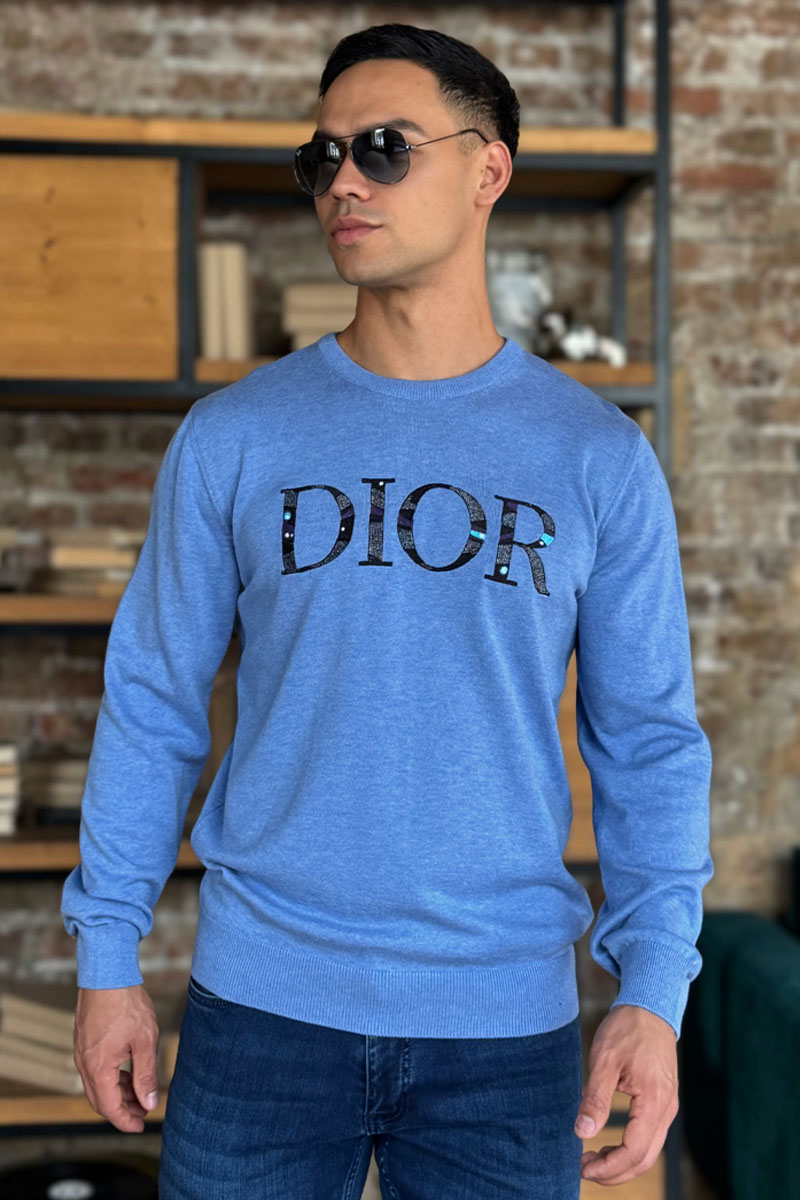 Dior Мужская синяя кофта logo-embroidered