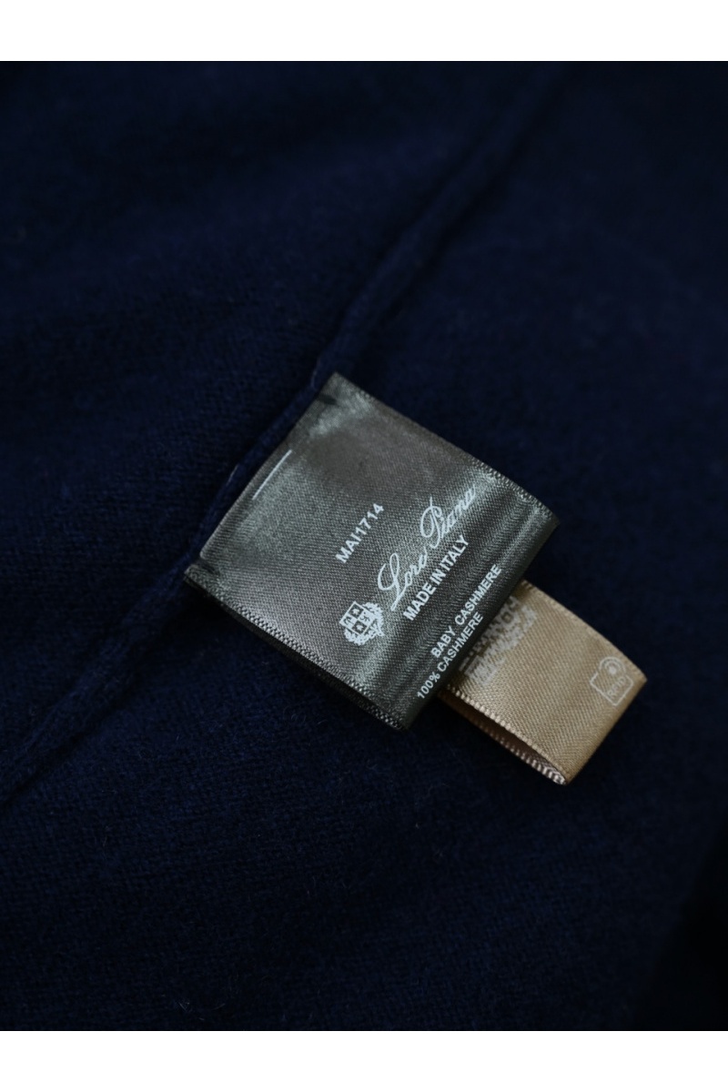 Loro Piana Тёмно-синее поло с длинным рукавом premium