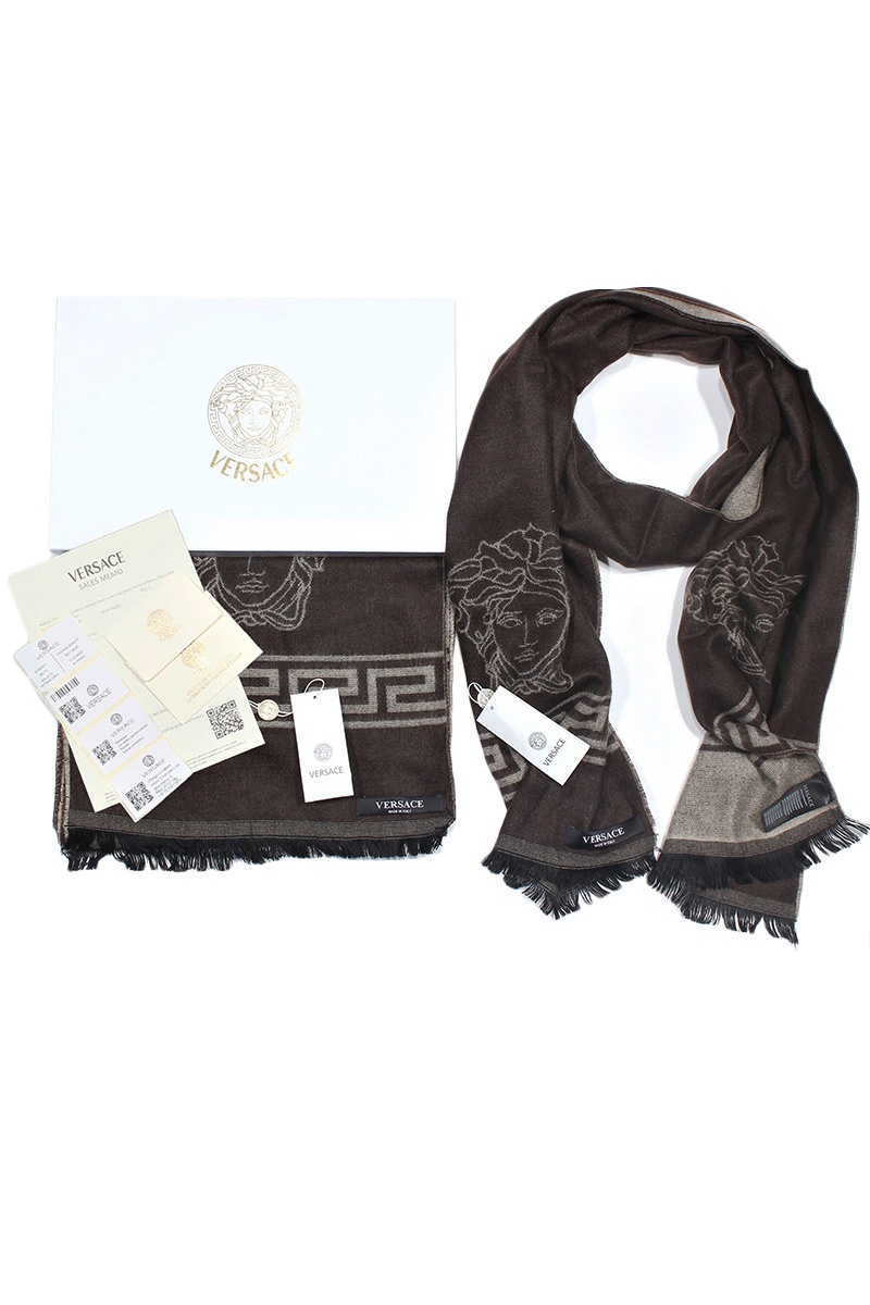Versace Брендовый шарф с логотипом 185x35 см