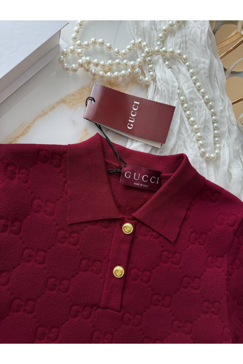 Gucci Бордовое женское поло GG monogram-pattern