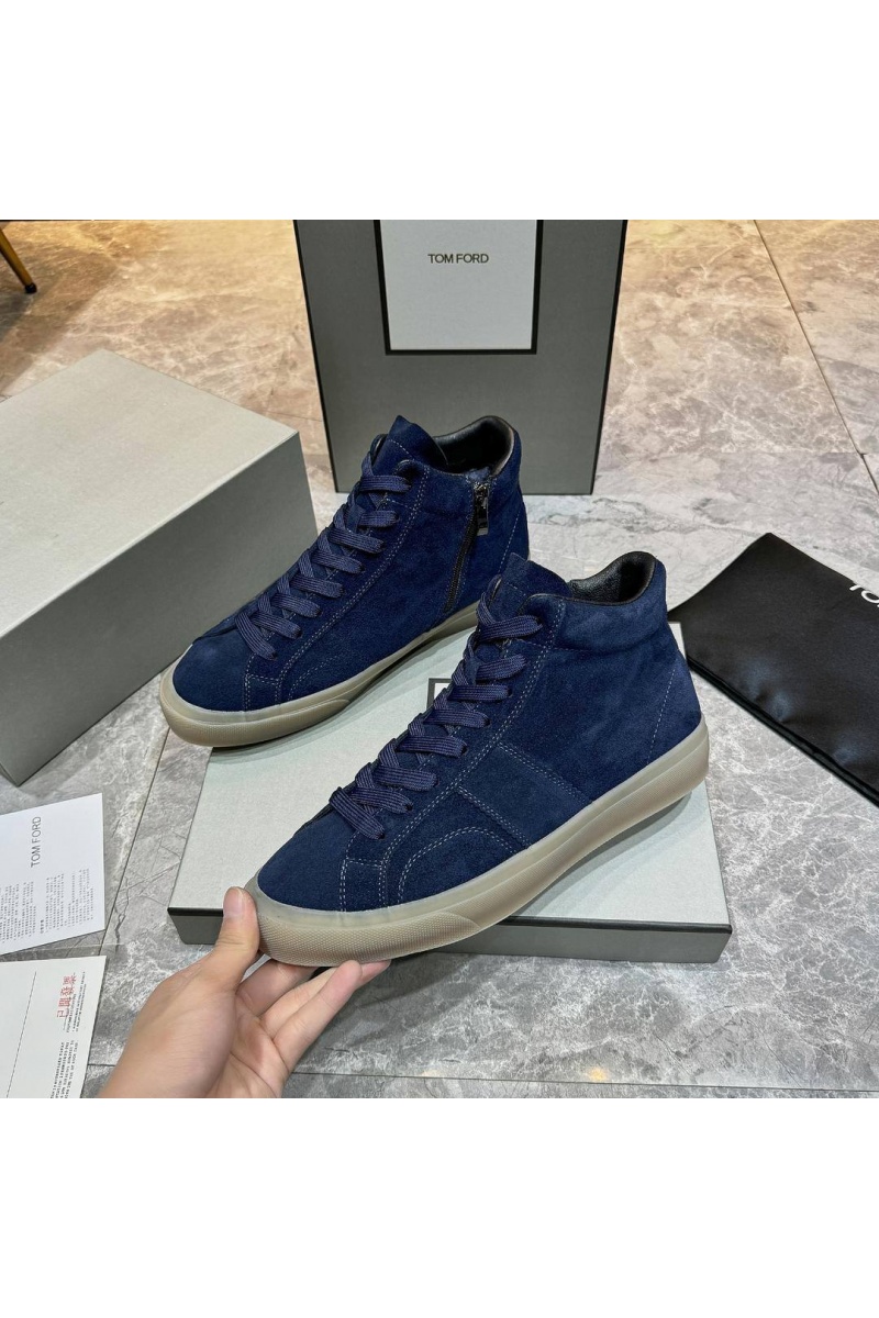 Tom Ford Замшевые кроссовки с мехом high-top - Navy