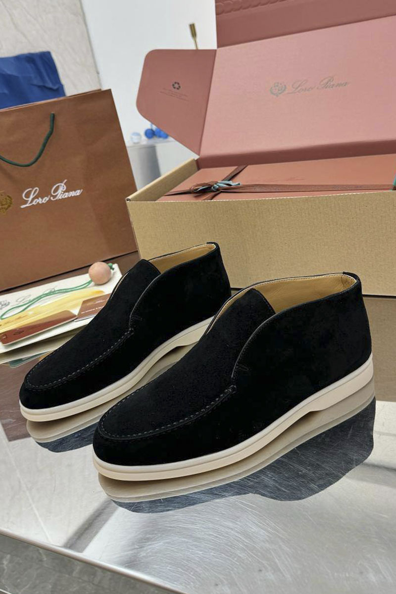 Loro Piana Женские замшевые лоферы premium - Black