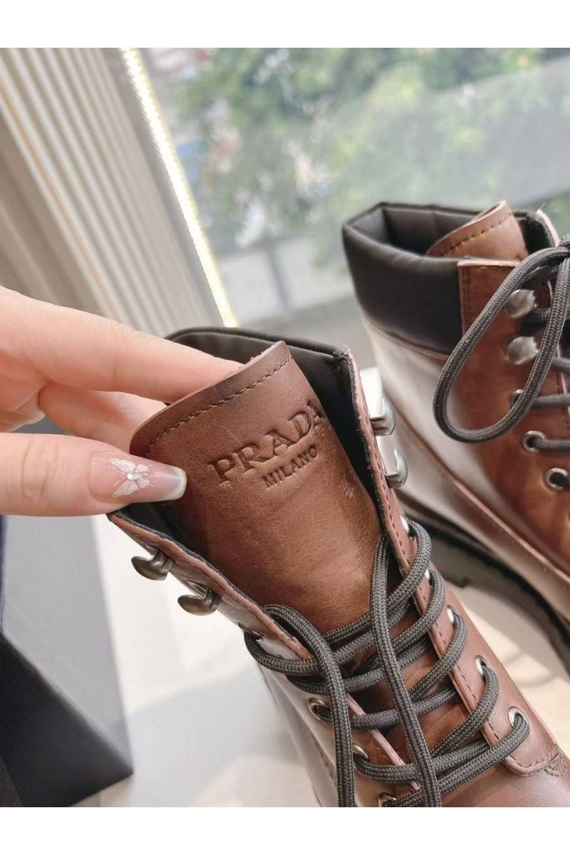 Prada Женские коричневые ботинки Premium