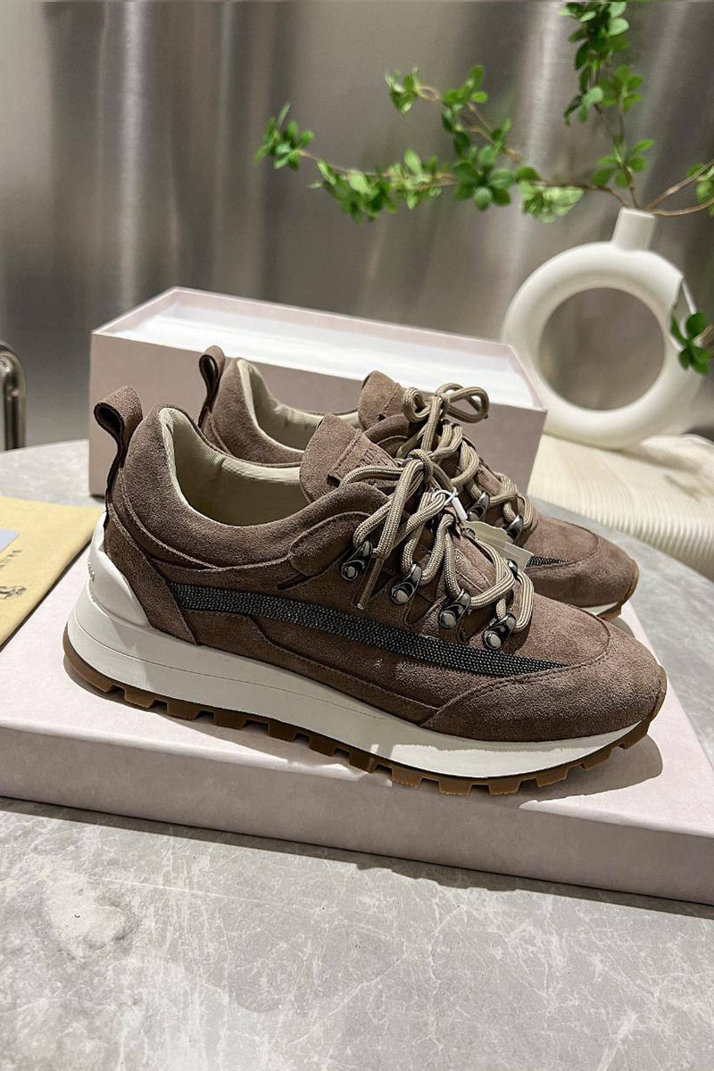 Brunеllо Сuсinеlli Женские замшевые кроссовки Monili Premium - Brown
