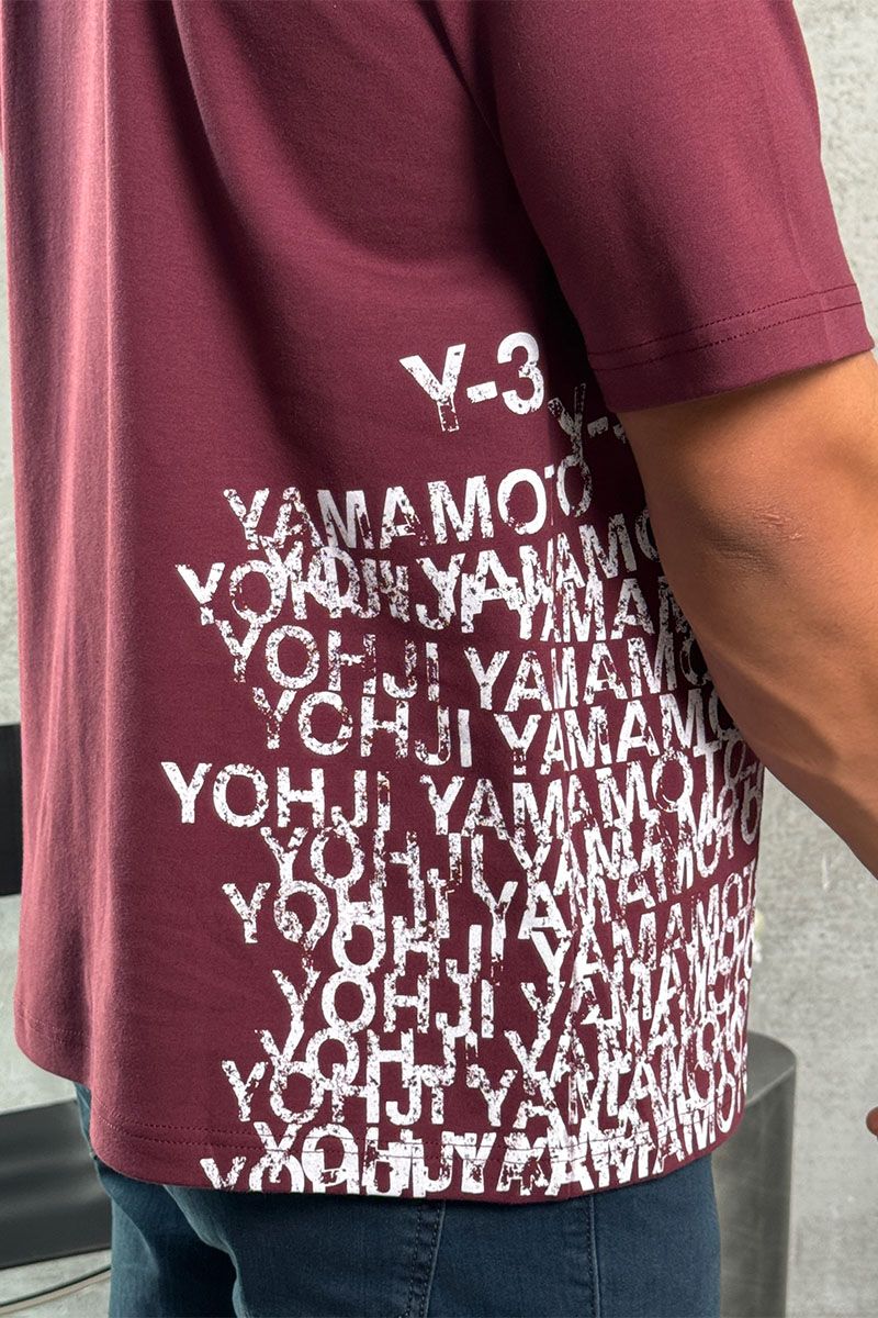 Y-3 Yohji Yamamoto Мужская бордовая футболка 