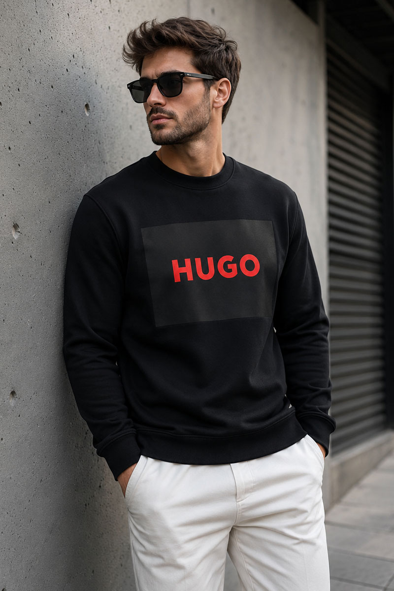 Hugо Воss Чёрный свитшот Duragol logo-print 