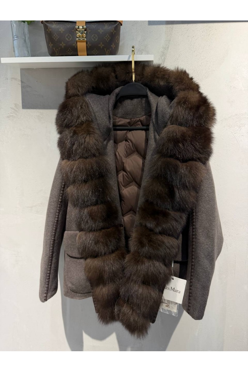 Max Mara Женское пальто с натуральным мехом premium