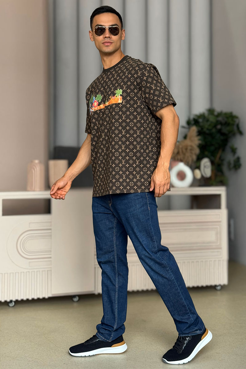 Lоuis Vuittоn Коричневая оверсайз футболка Monogram All-over Dubai