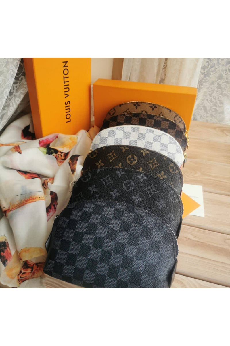Lоuis Vuittоn Кожаная косметичка Pouch PM Monogram Canvas 19x12 см - Black