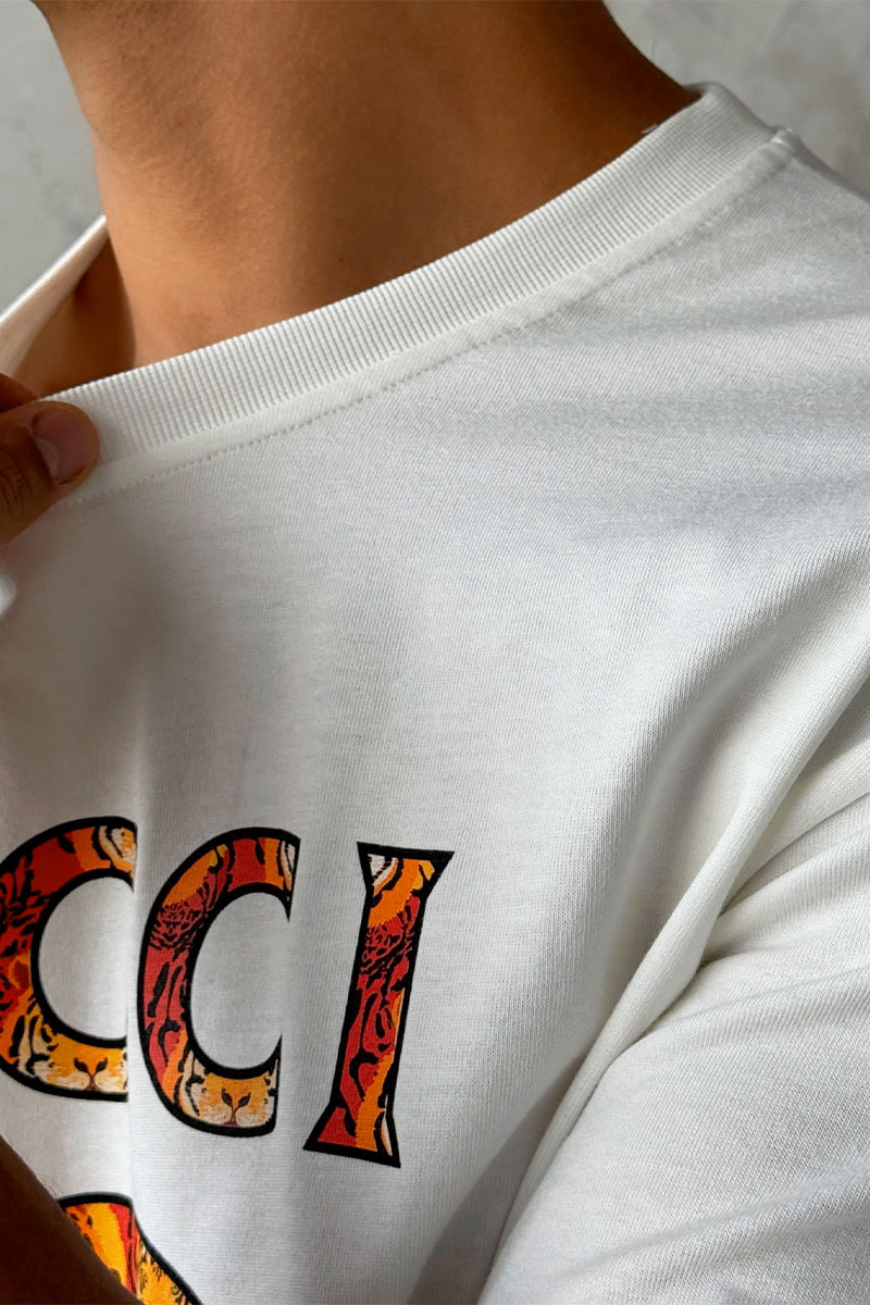 Gucci Брендовая оверсайз футболка белого цвета