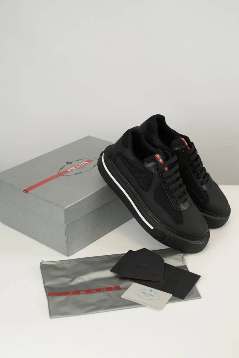 Prada Комбинированные кроссовки logo-stripe - Black