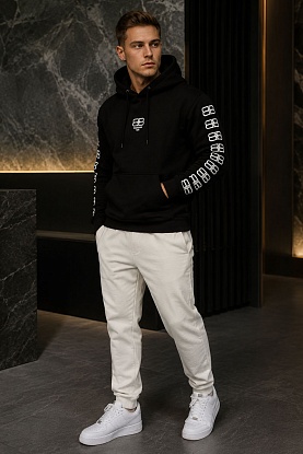 Мужское чёрное худи BB logo-print