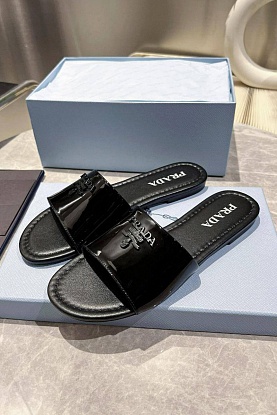 Женские кожаные шлёпанцы Premium - Black
