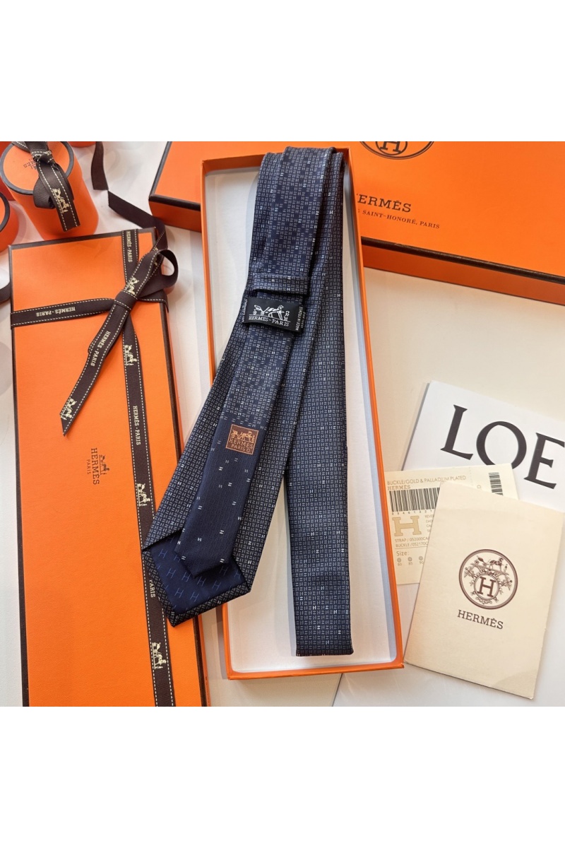 Hermes Галстук geometric logo-print premium - Navy
