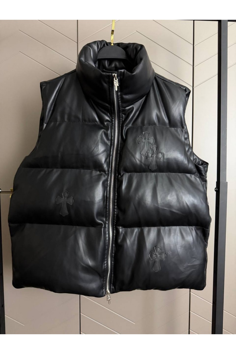 Chrome Hearts Женский пуховой жилет из эко кожи Premium