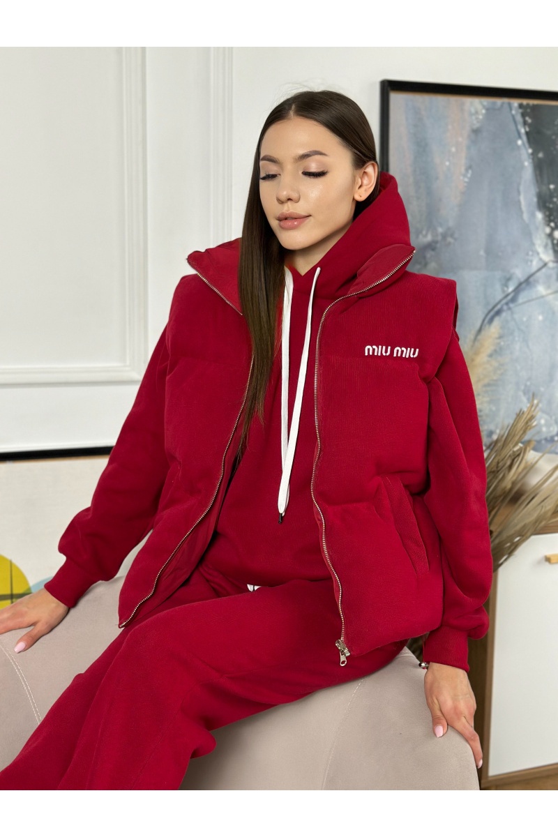 MIU MIU Женский красный костюм тройка