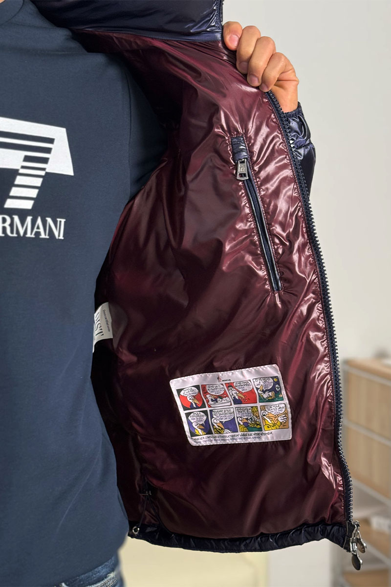 Moncler Тёмно-синий пуховик Maya logo-patch