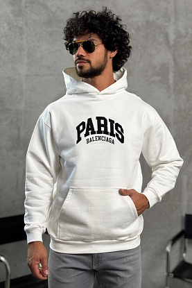 Белое худи Paris logo-embroidered