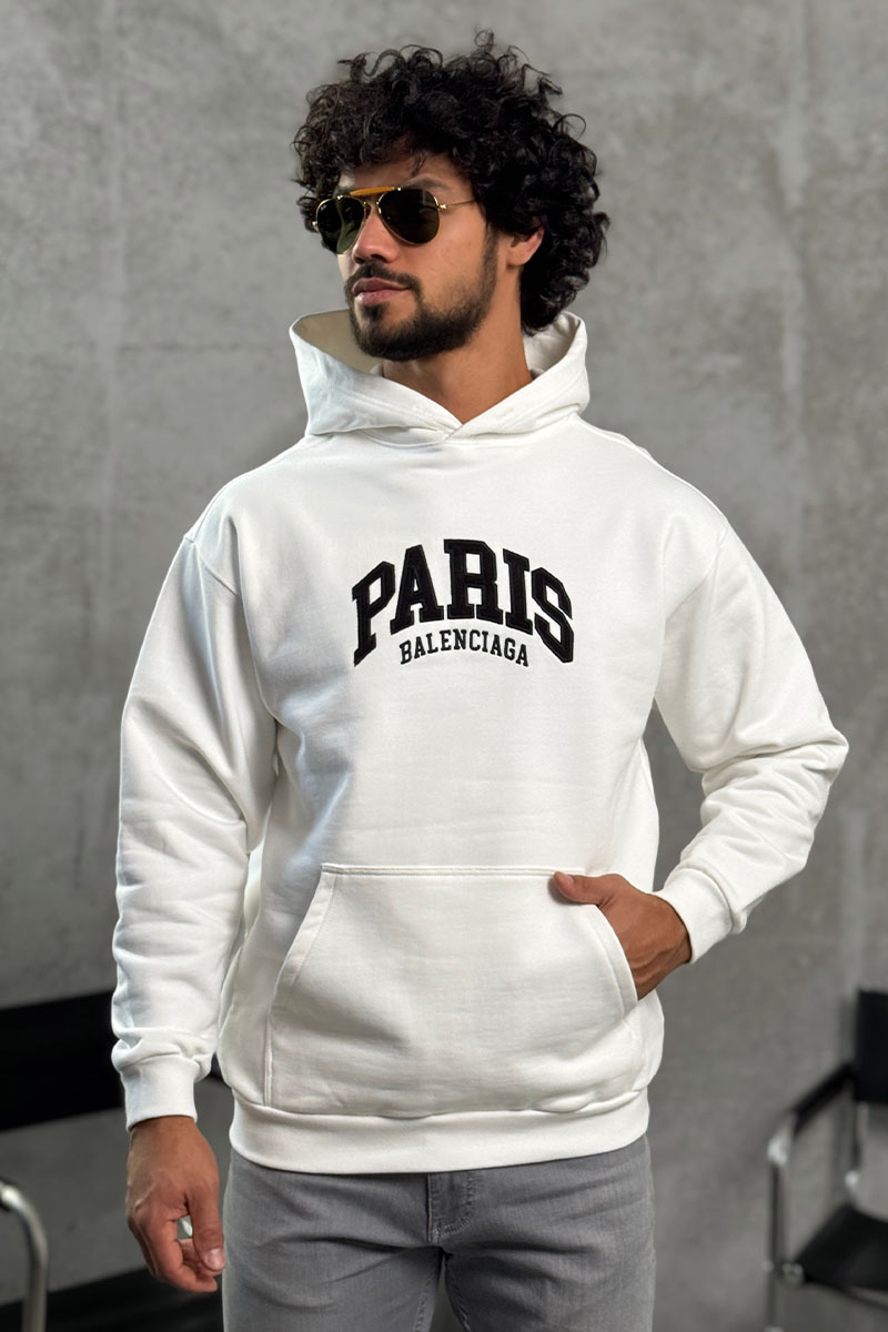 Balenciaga Белое худи Paris logo-embroidered
