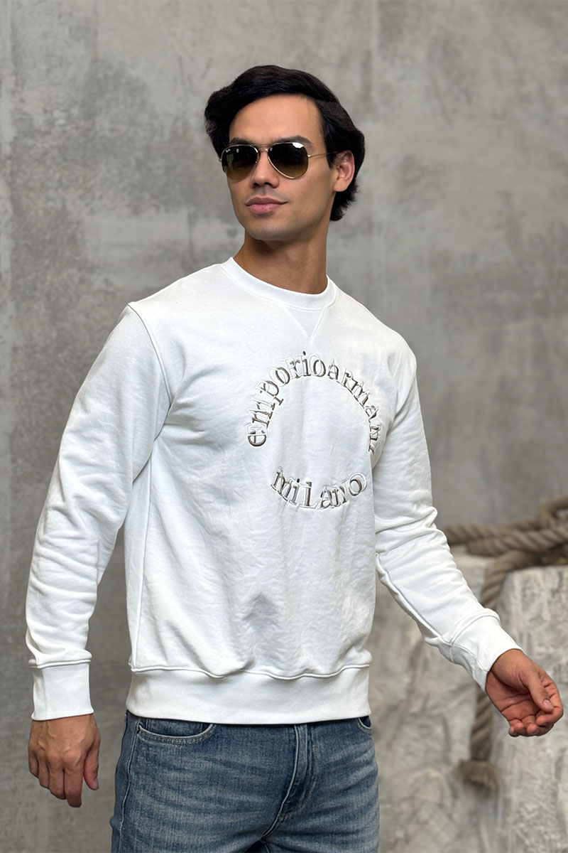 Emporio Armani EA7 Белый свитшот logo embroidery 