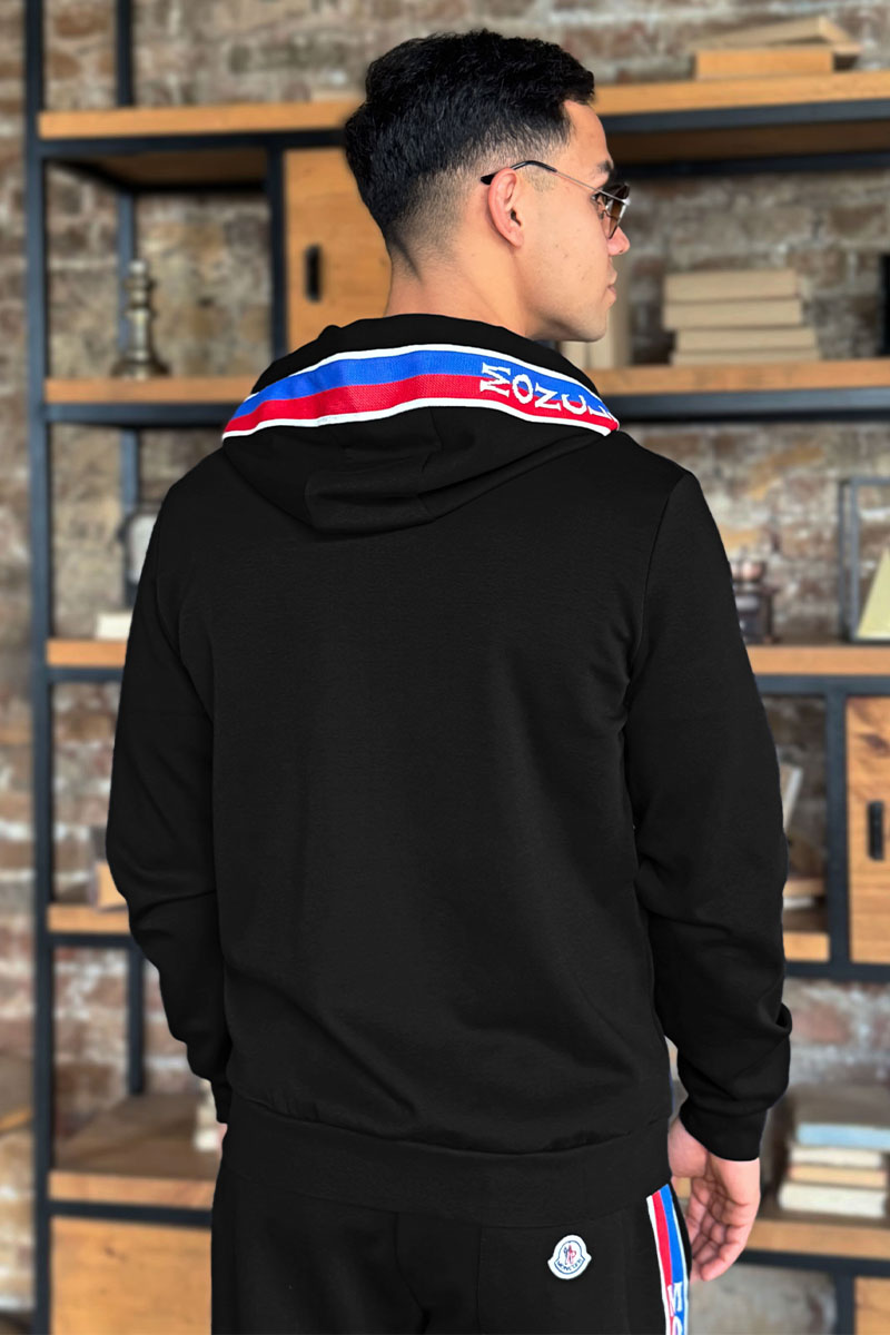 Moncler Чёрный спортивный костюм striped logo 