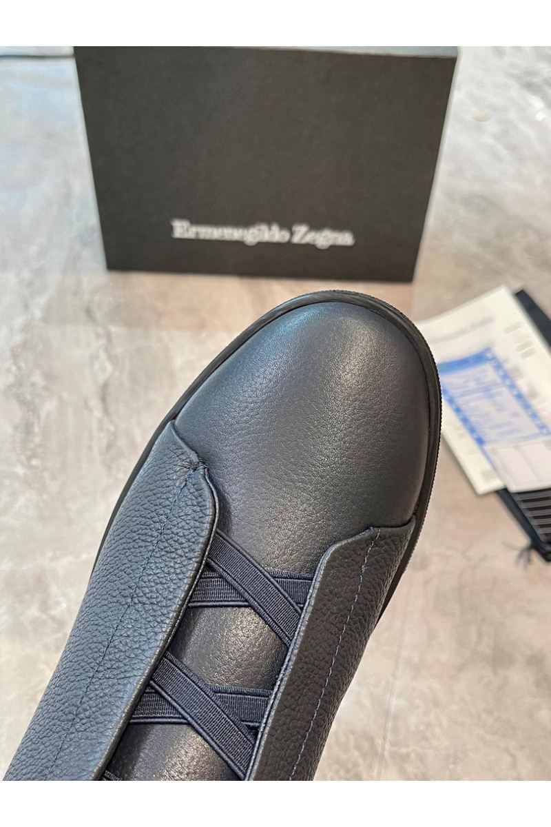Zegna Кроссовки с мехом Triple Stitch - Grey