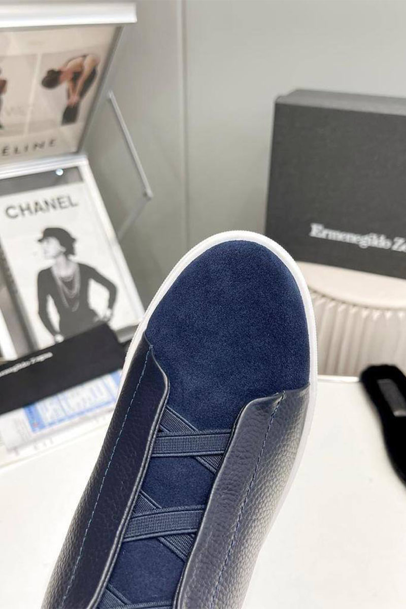 Zegna Кроссовки с мехом Triple Stitch high-top - Navy