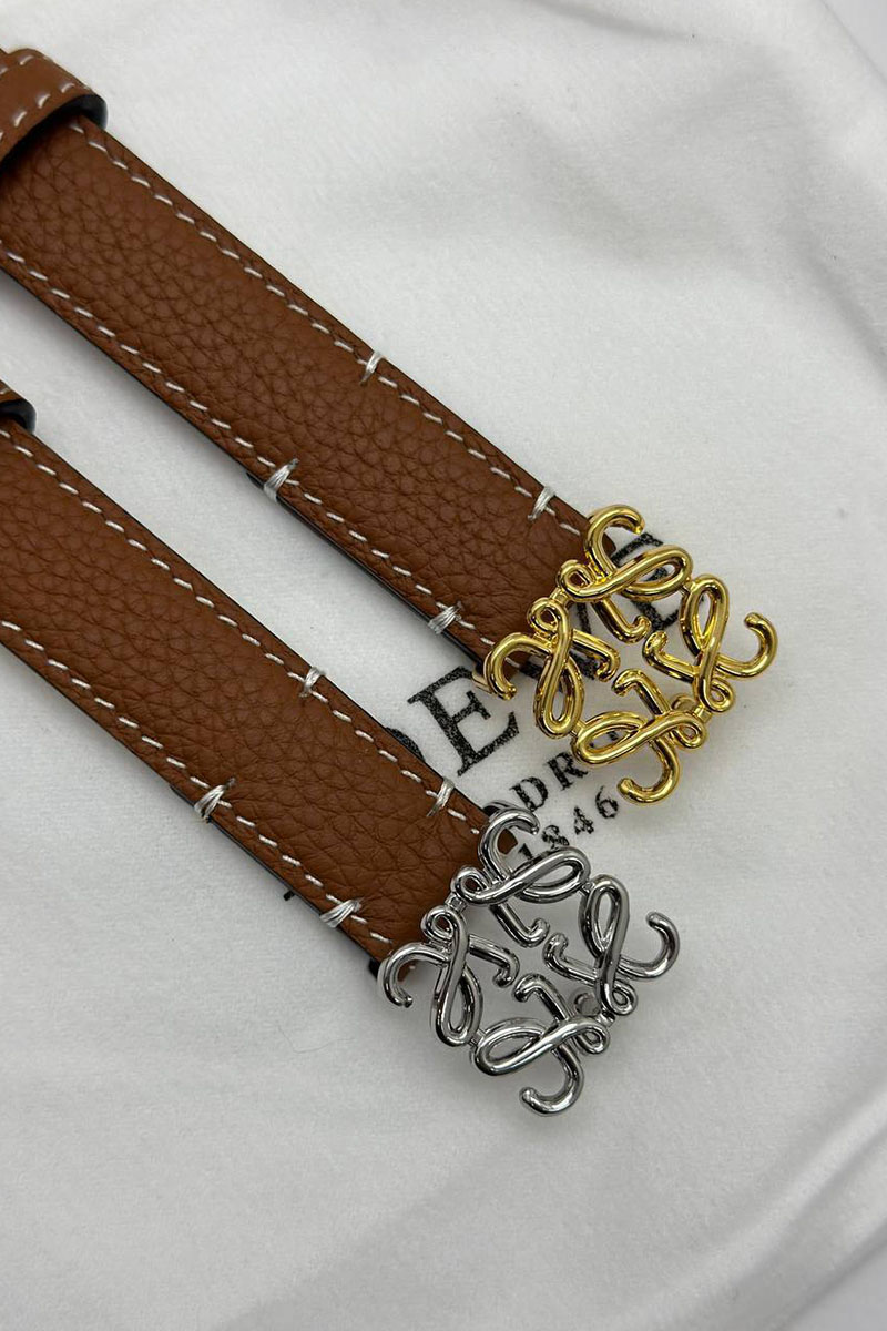 Loewe Женский кожаный ремень Anagram - ширина 2 см, длина 75 / 80 / 85 / 90 см (2 расцветки)