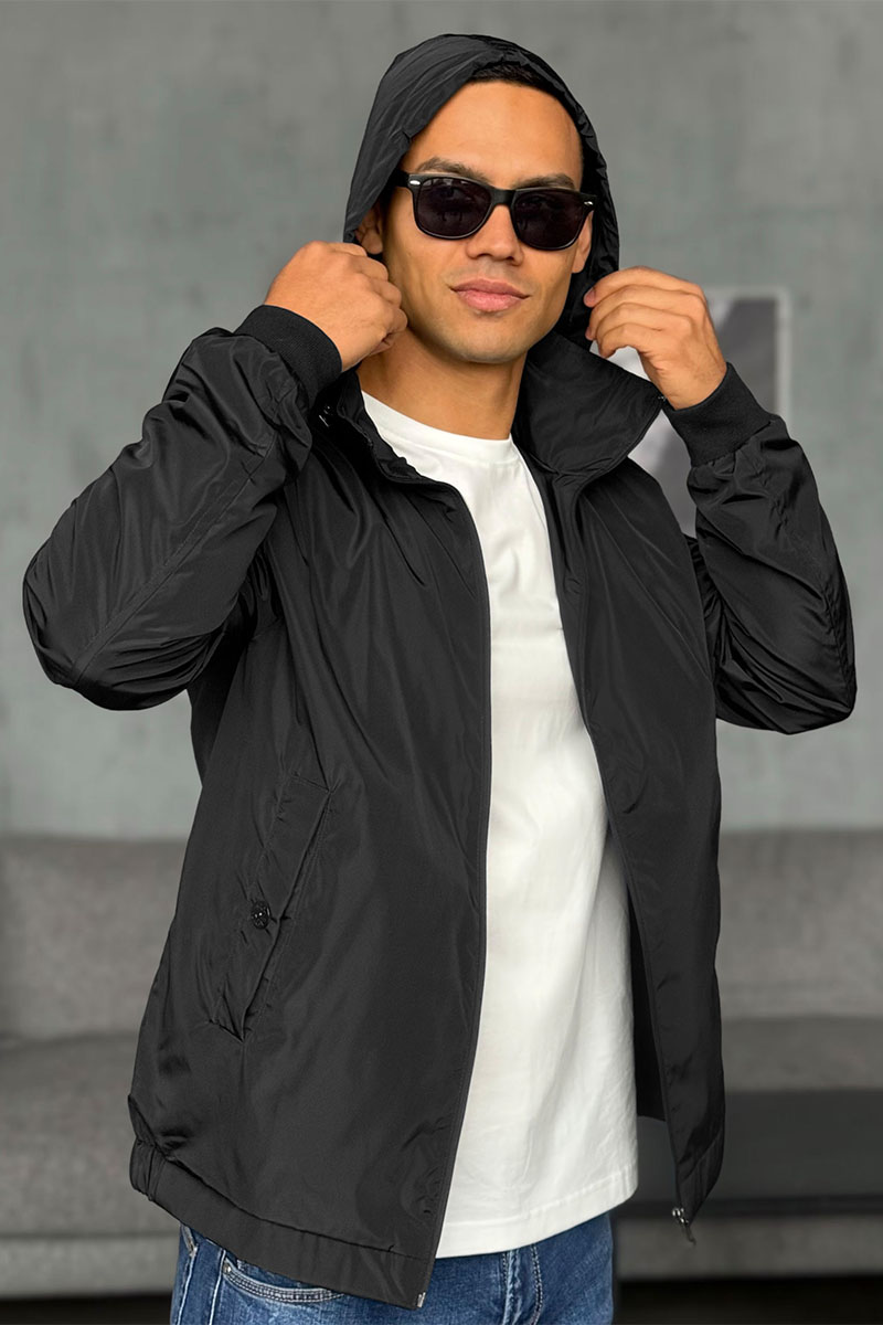 Stone Island Мужская чёрная куртка с патчем на плече