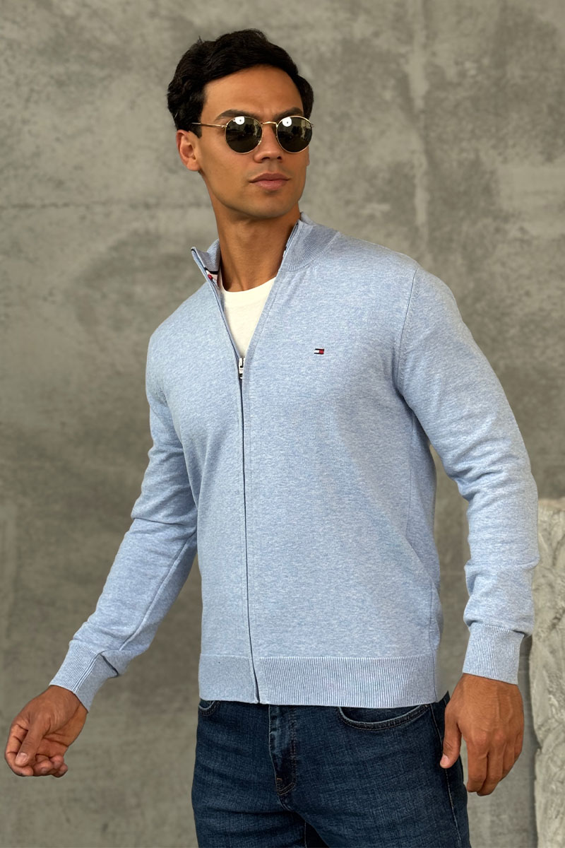 Tommy Hilfiger Кофта на молнии flag embroidery - Blue