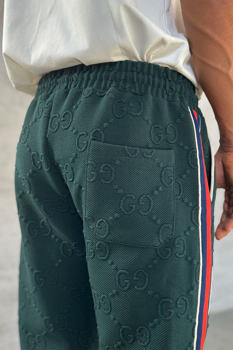 Gucci Зелёные спортивные штаны GG jacquard