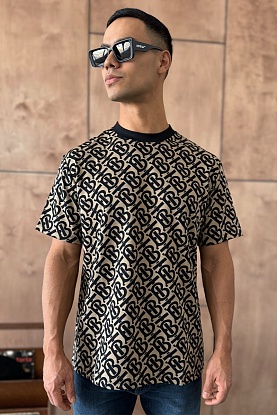 Мужская оверсайз футболка monogram-pattern - Brown