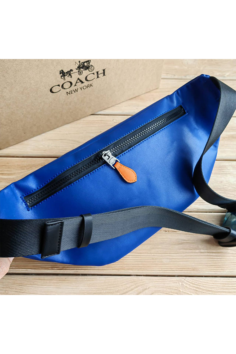 Coach Кожаная сумка на пояс Coach Track - Beige / Blue