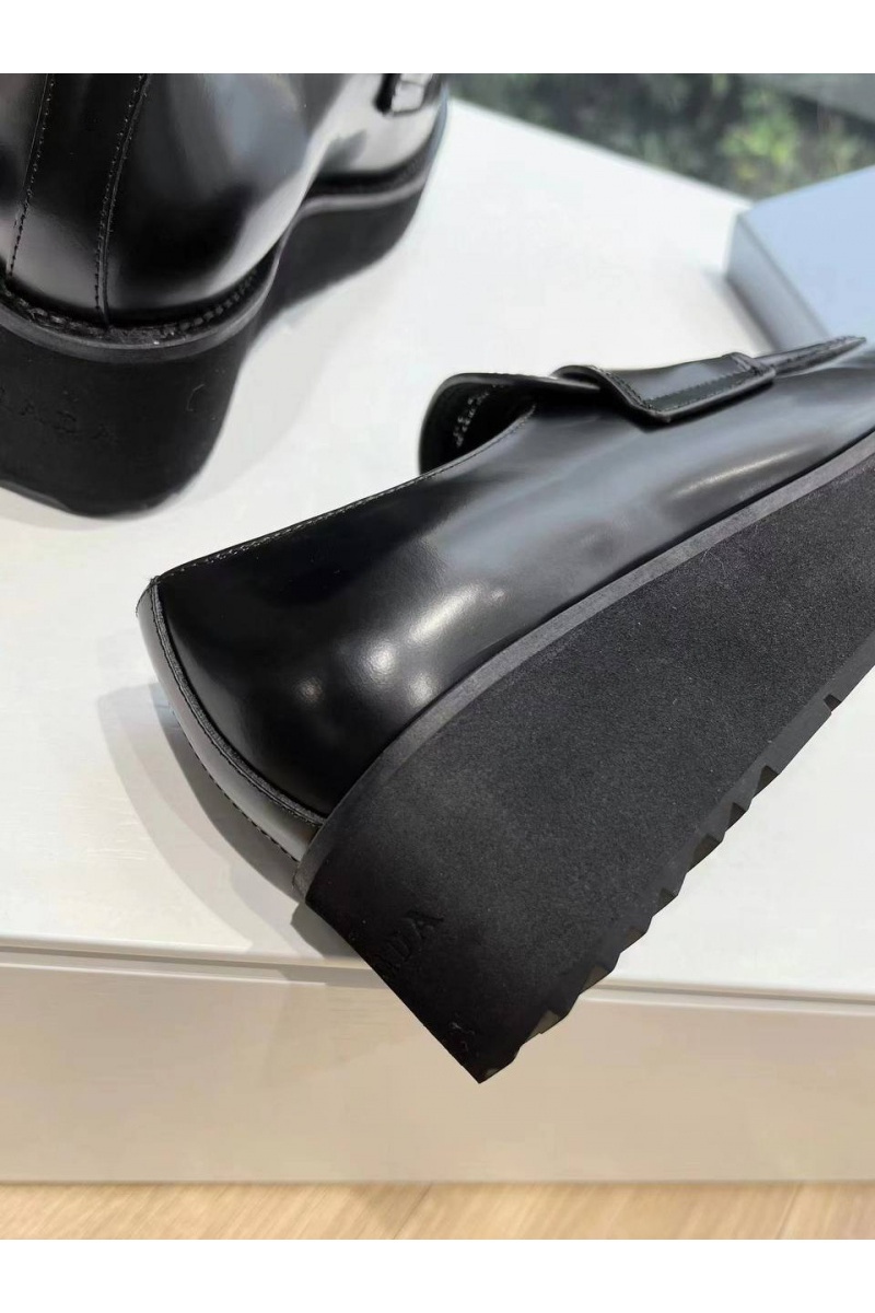 Prada Женские кожаные лоферы Premium - Black
