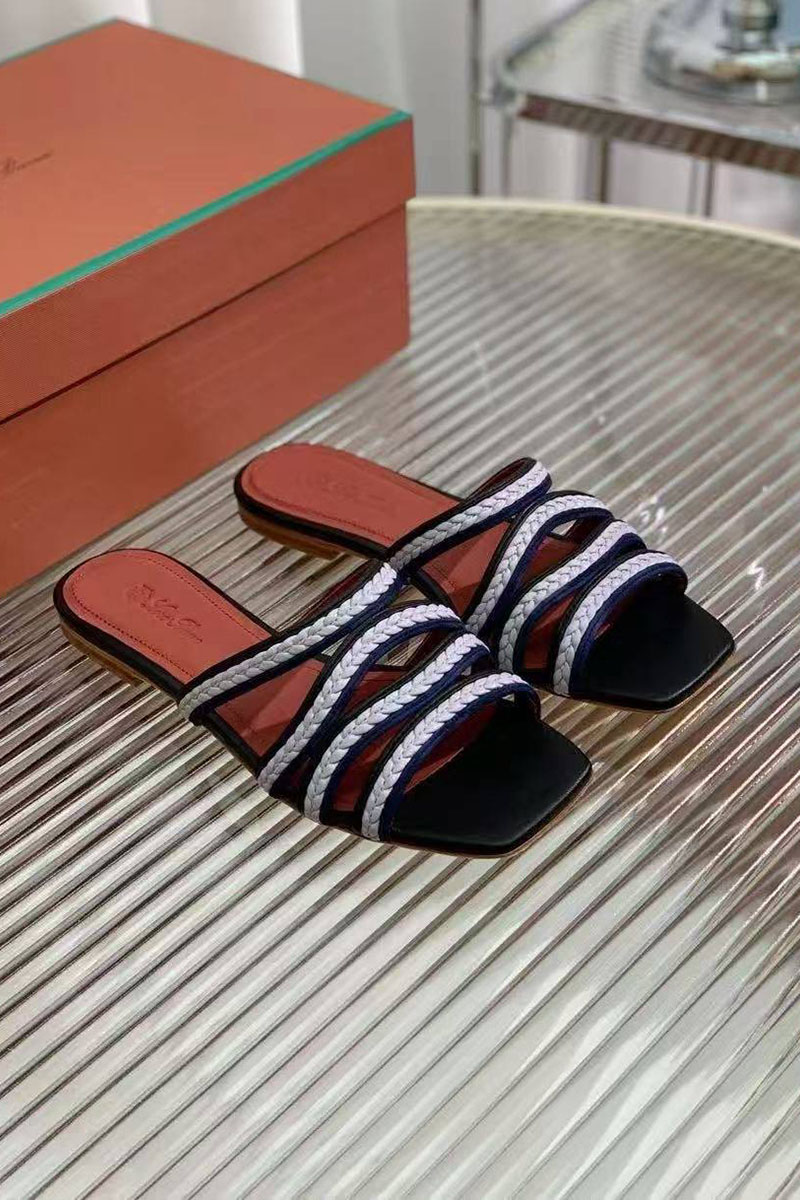 Loro Piana Женские кожаные шлёпанцы Premium