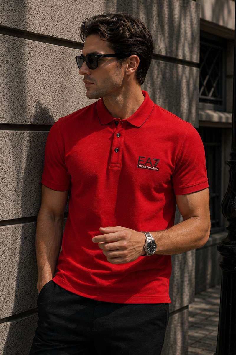 Emporio Armani EA7 Мужское красное поло
