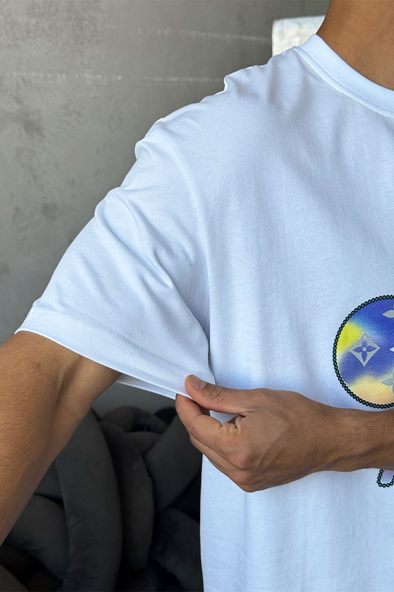 Lоuis Vuittоn Брендовая оверсайз футболка белого цвета