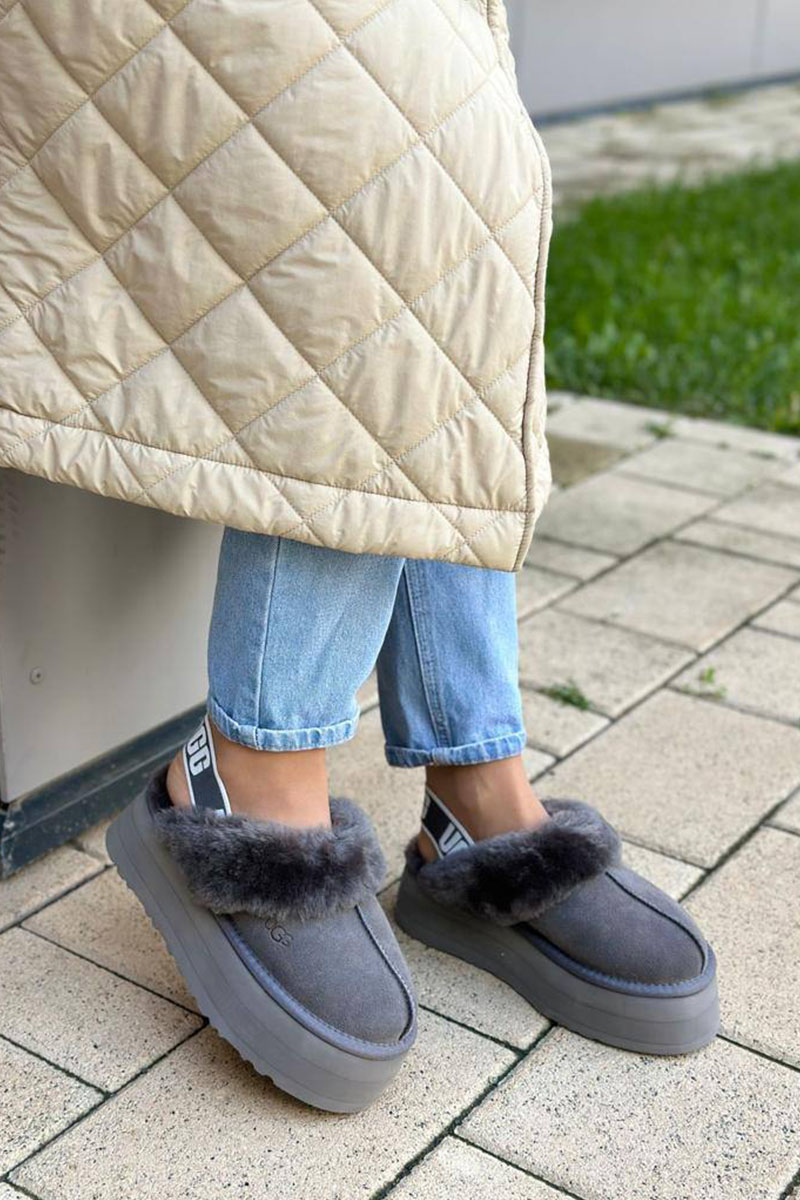 UGG Замшевые женские слиперы с мехом Funkette Platform