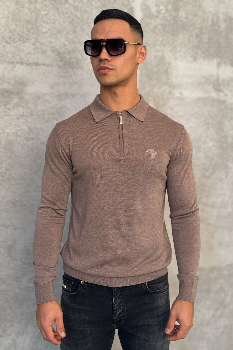 Stеfаnо Riссi Бежевое поло с длинным рукавом zip-up 