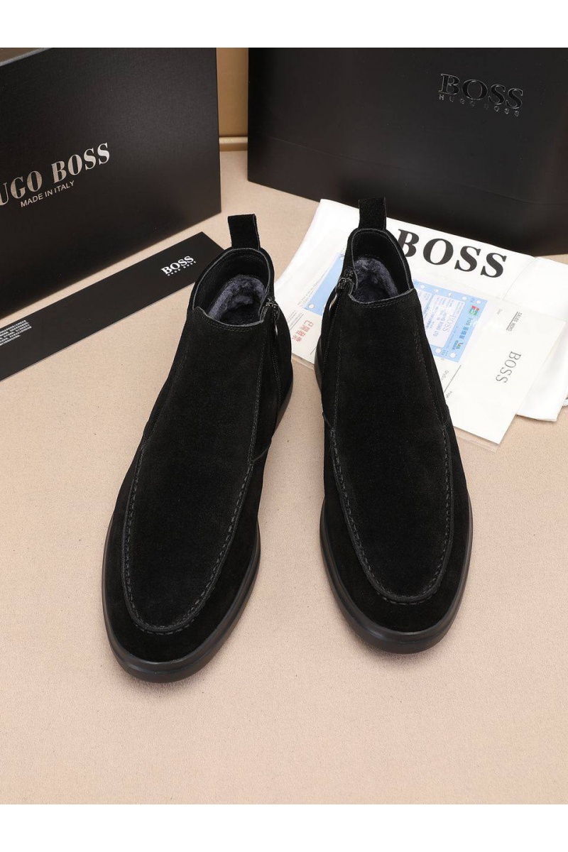 Hugо Воss Замшевые лоферы с мехом high-top - Black