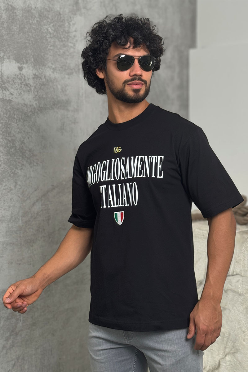 Dоlсе & Gаbbаnа Чёрная оверсайз футболка logo-plaque