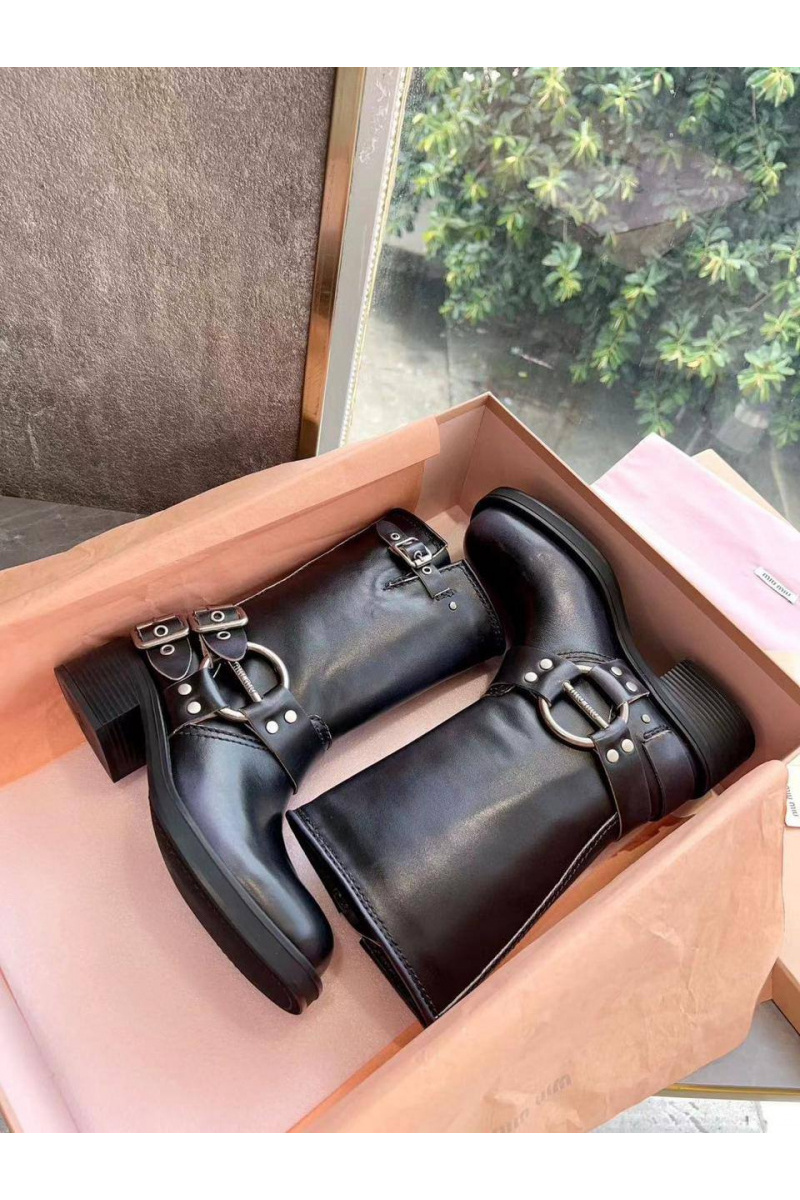 MIU MIU Женские кожаные сапоги Ankle Premium