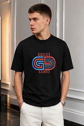 Чёрная оверсайз футболка GG logo-print